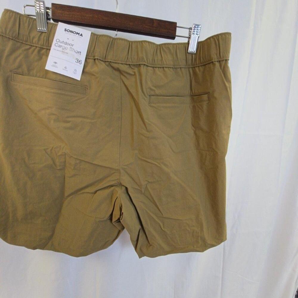 Sonoma Goods For Life Shorts Mens 36 Beige Cargo Quick Dry Stretch Belted - Picture 7 of 15